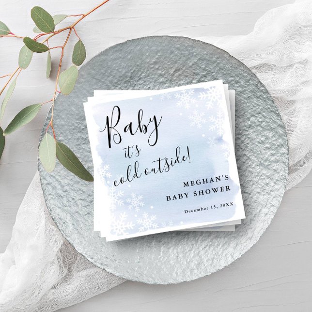 Baby It's Cold Outside Blue Personalised Napkin (Creator Uploaded)