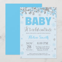Baby its Cold Outside Blue Silver Boy Baby Shower