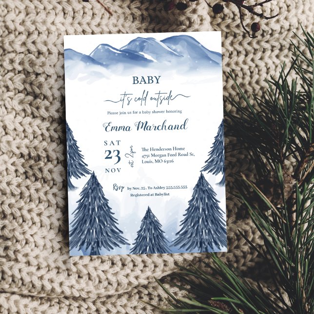 Baby it's Cold Outside Blue Winter baby shower Invitation (Creator Uploaded)