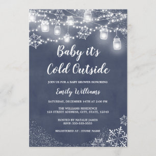 Baby it's Cold Outside Blue Winter Baby Shower Invitation