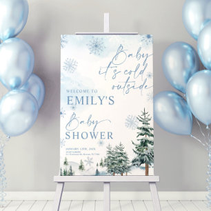 Baby It's Cold Outside Blue Winter Welcome Sign