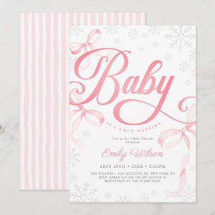 Baby Its Cold Outside Blush Pink Girl Baby Shower Invitation