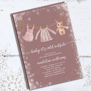 Baby It's Cold Outside Boho Girl Baby Shower  Invitation