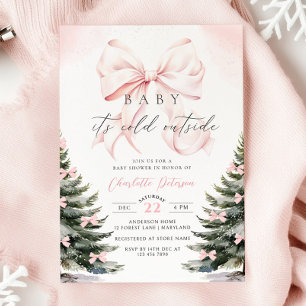 Baby It's Cold Outside Bow Baby Shower Invitation