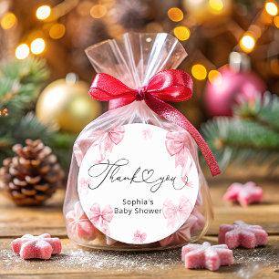 Baby Its Cold Outside Bow Baby Shower Thank You  Classic Round Sticker