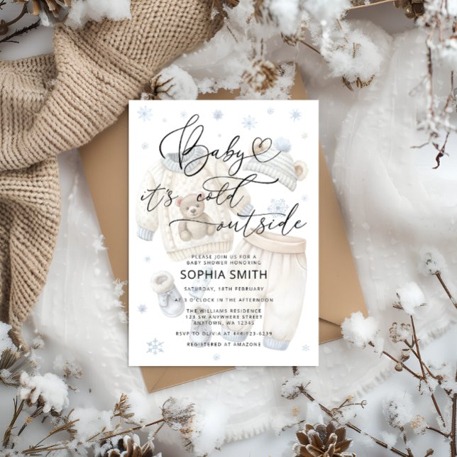 Baby it's Cold Outside Boy Baby Shower  Invitation (Creator Uploaded)
