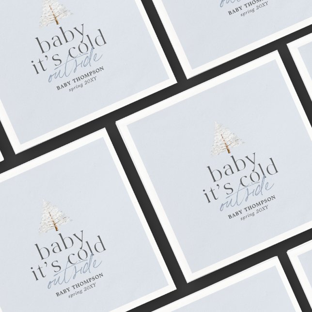 Baby It's Cold Outside Boy Blue Baby Shower Napkin (Creator Uploaded)