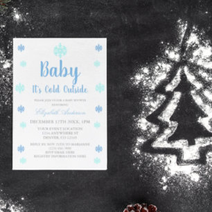 Baby It's Cold Outside Boy Winter Baby Shower Invitation