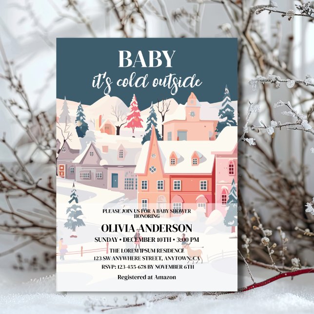 Baby its cold outside boy winter baby shower  invitation (Creator Uploaded)