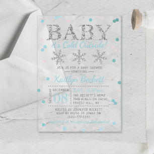Baby It's Cold Outside Boys Winter Baby Shower Acrylic Invitations