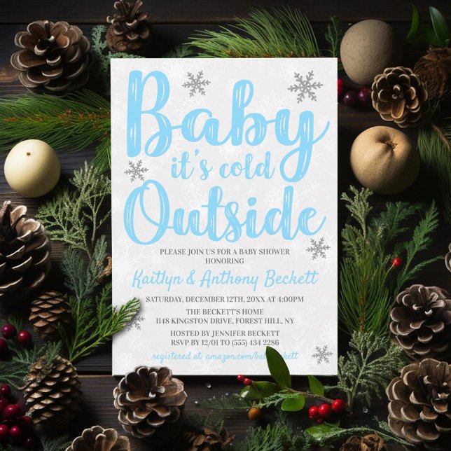 Baby It's Cold Outside Boys Winter Baby Shower Invitation (Creator Uploaded)