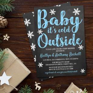 Baby It's Cold Outside Boys Winter Baby Shower Invitation