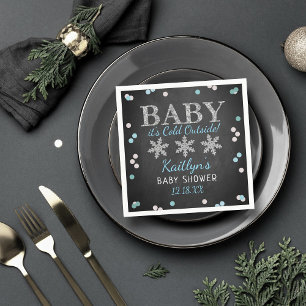 Baby It's Cold Outside Boys Winter Baby Shower Napkin