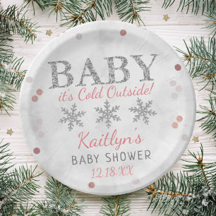 Baby It's Cold Outside Boys Winter Baby Shower Paper Plate