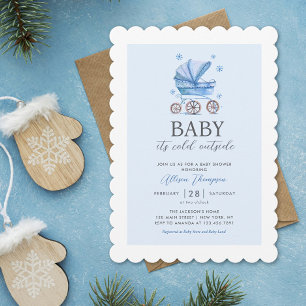 Baby it's Cold Outside Carriage Boy Baby Shower Invitation