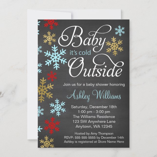Baby It's Cold Outside Chalkboard Baby Shower Invitation (Front)