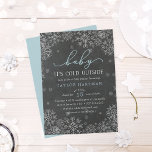 Baby It's Cold Outside Chalkboard Shower Invite<br><div class="desc">Brrr! Frosty chic invitations for winter baby showers feature white snowflakes on a chalkboard background with "baby it's cold outside" in ice blue and white lettering. Personalise with your baby boy shower details beneath using the template fields. Cards reverse to solid light blue.</div>