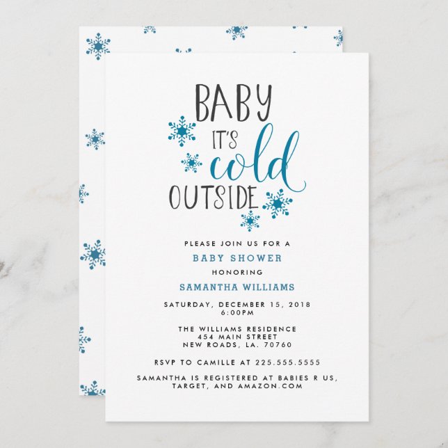 Baby It's Cold Outside Christmas Baby Shower Invitation (Front/Back)
