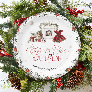Baby it's Cold Outside Christmas Baby Shower  Paper Plate