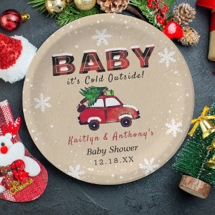 Baby It's Cold Outside   Christmas Baby Shower Paper Plate