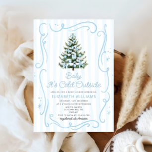 Baby it's Cold Outside Christmas Blue Baby Shower Invitation