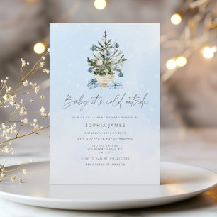 Baby it's cold outside Christmas boy baby shower Invitation