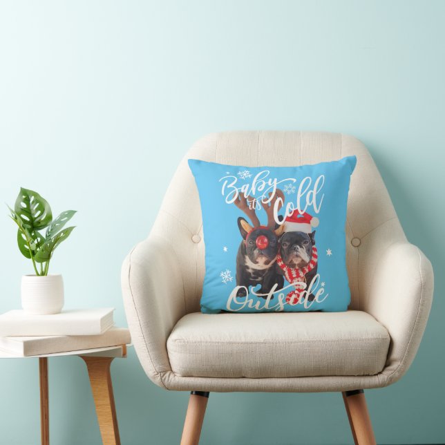 Baby It's Cold Outside Christmas Frenchbull Dog In Cushion (Chair)