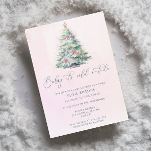 Baby it's cold outside Christmas girl baby shower Invitation