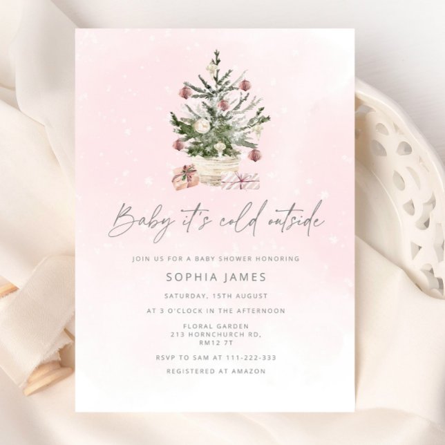 Baby it's cold outside Christmas girl baby shower Invitation (Creator Uploaded)