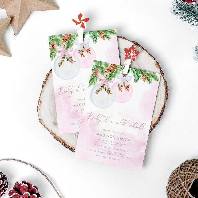 Baby it's cold outside Christmas girl baby shower  Invitation (Creator Uploaded)