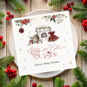 Baby it's Cold Outside Christmas Girl Baby Shower Napkin
