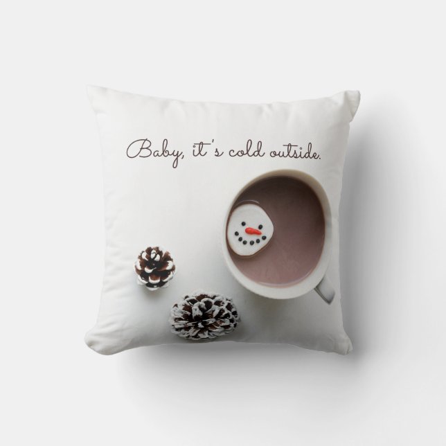 Baby It's Cold Outside Christmas Hot Chocolate Cushion (Front)