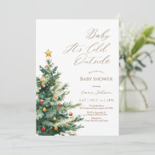 Baby it's cold outside Christmas Tree Baby Shower Thank You Card