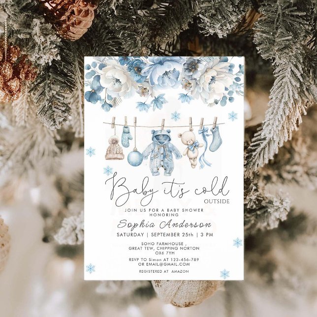 Baby It's Cold Outside Clothesline Baby Shower Invitation (Creator Uploaded)