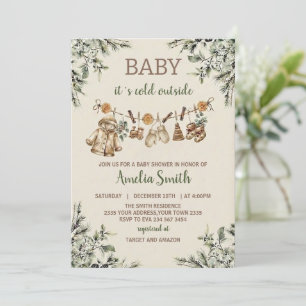 Baby Its Cold Outside Clothest Line Baby Shower Invitation