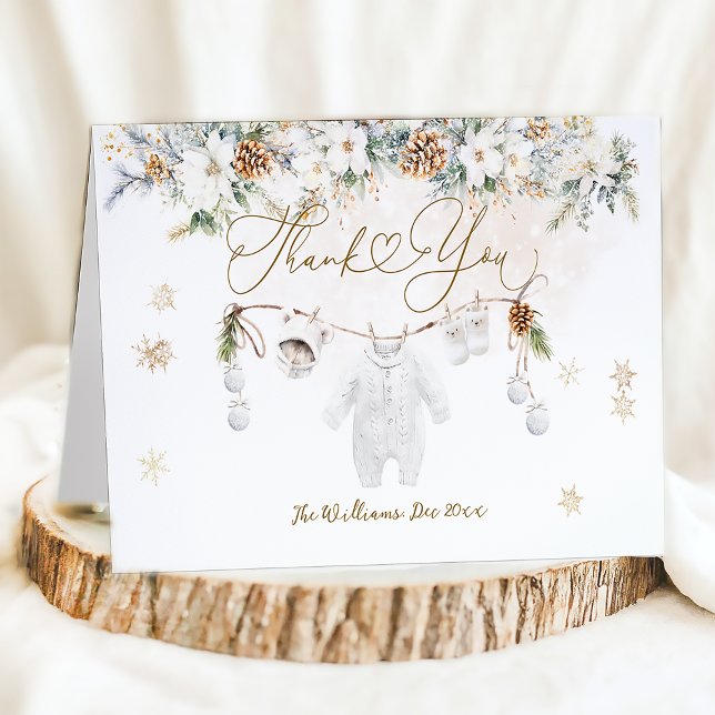 Baby Its Cold Outside Clothest Line Baby Shower Thank You Card (Creator Uploaded)
