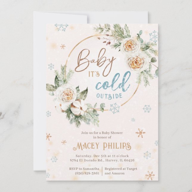 Baby It's Cold Outside Cosy Winter Shower Sprinkle Invitation (Front)