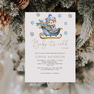 Baby It's Cold Outside Cute Bear Baby Shower Invitation