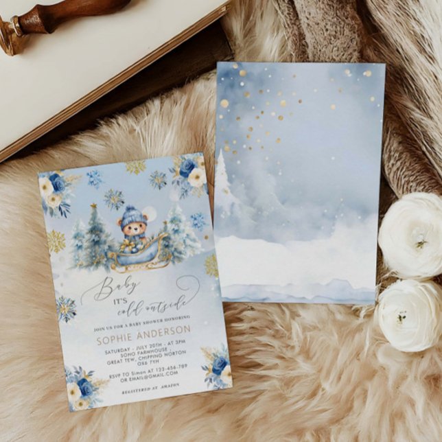Baby It's Cold Outside Cute Bear Baby Shower Invitation (Creator Uploaded)