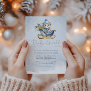 Baby It's Cold Outside Cute Bear Baby Shower Invitation