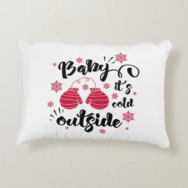 Baby its cold outside cute mittens winter decorative cushion (Back)