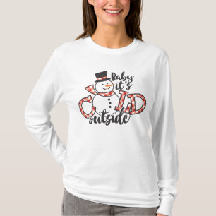 Baby It's Cold Outside Cute Snowman Christmas T-Shirt