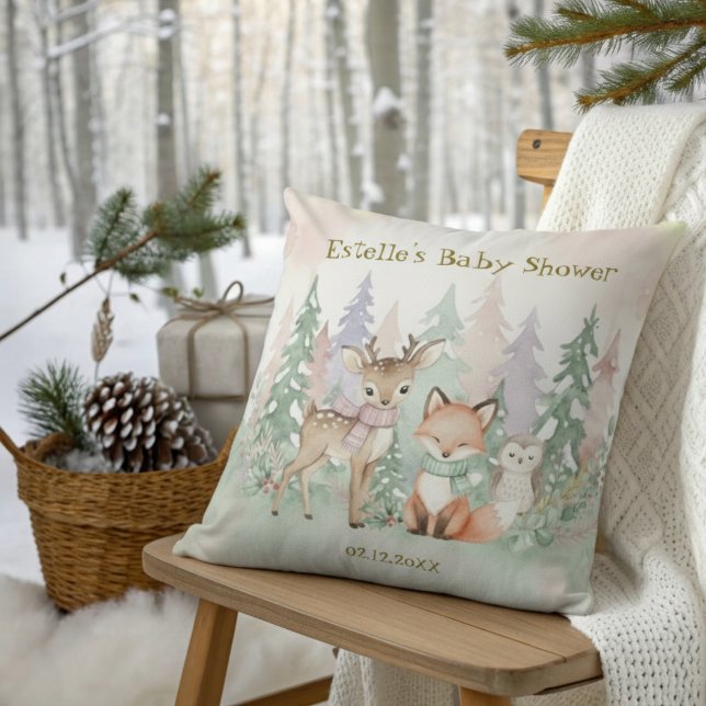 Baby It's Cold Outside Cute Winter Woodland Cushion (Creator Uploaded)