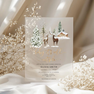 Baby its cold outside deer baby shower acrylic invitations