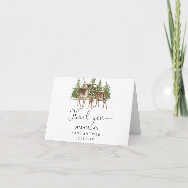 Baby It's Cold Outside Deer Baby Shower  Thank You Card (Front)