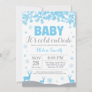 Baby its Cold Outside Deer Boy Baby Shower Invitation
