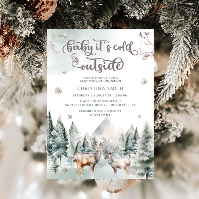 Baby It's Cold Outside Deer Magical Baby Shower  Invitation (Creator Uploaded)