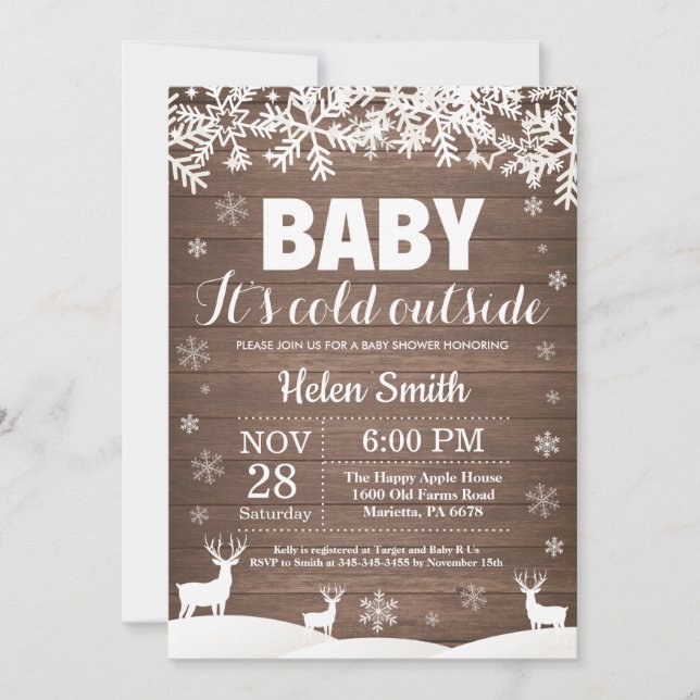 Baby its Cold Outside Deer Winter Baby Shower Invitation (Front)