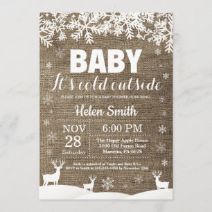 Baby its Cold Outside Deer Winter Baby Shower Invitation