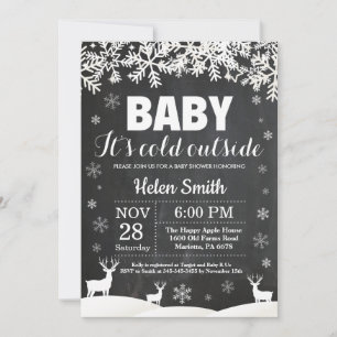 Baby its Cold Outside Deer Winter Baby Shower Invitation